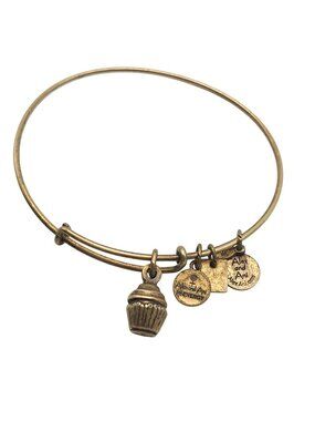Alex And Ani Gold-Tone Cupcake Charm Expandable Bangle Bracelet
